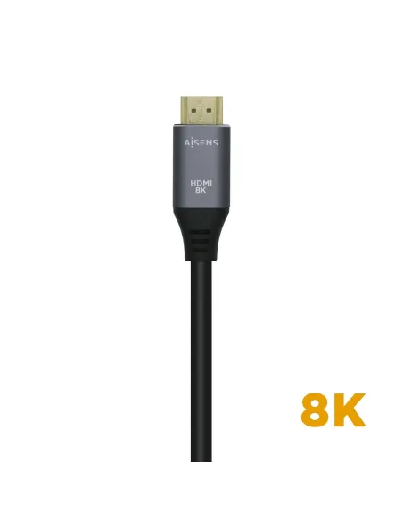 AISENS Cable HDMI V2.1 Ultra Alta Velocidad   HEC 8k@60Hz 48Gbps, A M-A M, Gris Negro, 1.0m