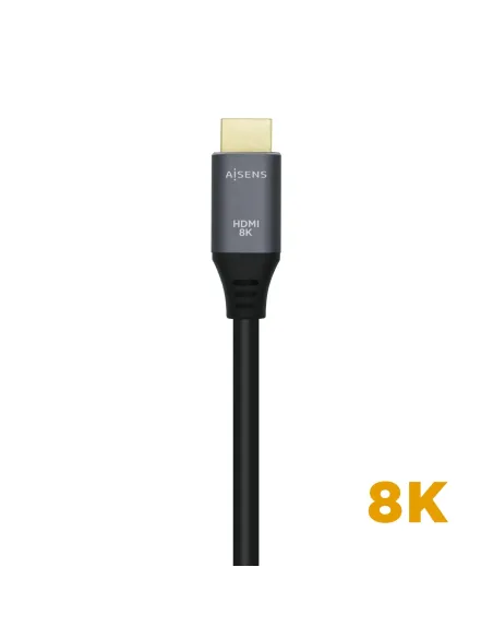 AISENS Cable HDMI V2.1 Ultra Alta Velocidad   HEC 8k@60Hz 48Gbps, A M-A M, Gris Negro, 1.0m