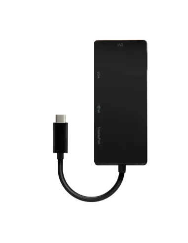 AISENS Conversor USB-C A DP DVI HDMI VGA, USB-C M-DP H-DVI H-HDMI H-Vga H, Negro, 15cm
