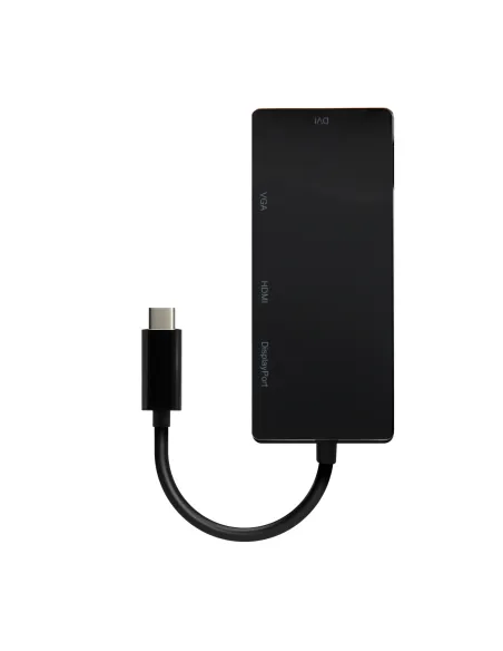 AISENS Conversor USB-C A DP DVI HDMI VGA, USB-C M-DP H-DVI H-HDMI H-Vga H, Negro, 15cm