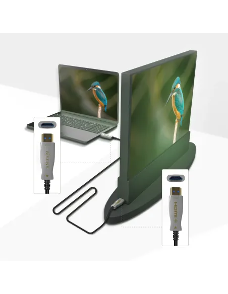 AISENS Cable HDMI V2.0 AOC Premium Alta Velocidad   Hec 4K@60Hz 4 4 4 18Gbps, A M-A M, Negro, 100m
