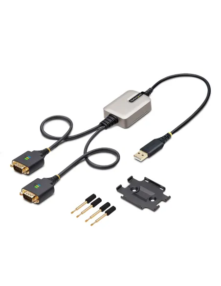 StarTech.com Cable Adaptador USB a 2 Puertos Serie de 60cm - Cable Conversor USB a Serial - Retención COM - FTDI - Protección