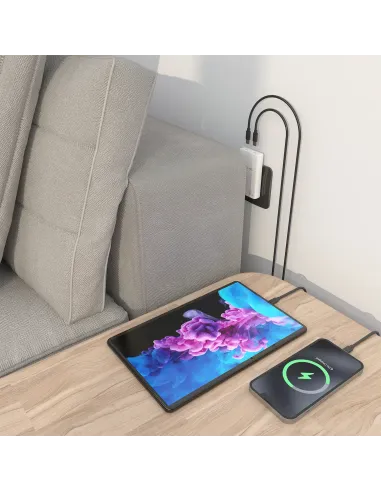 AISENS Cargador De Pared GaN Ultra Delgado 65W, 2xUSB-C PD3.0 QC4.0, Blanco