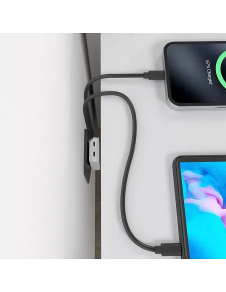 AISENS Cargador De Pared GaN Ultra Delgado 30W, 2xUSB-C PD3.0 QC4.0, Blanco
