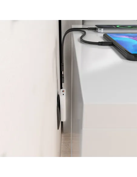AISENS Cargador De Pared GaN Ultra Delgado 65W, 1xUSB-C PD3.0 QC4.0, 1xUSB-A QC3.0, Blanco