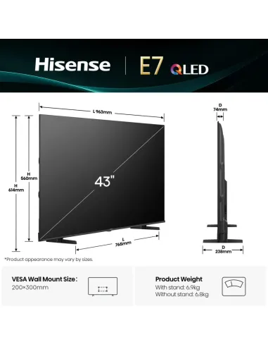 Hisense 43E7Q 109,2 cm (43") 4K Ultra HD Smart TV Wifi Negro