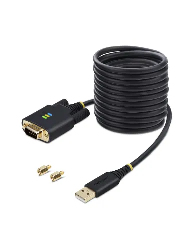StarTech.com Cable Adaptador USB a Serie de 3m - Retención COM - FTDI - USB a DB9 RS232 Serial - Tornillos Intercambiables -