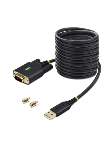 StarTech.com Cable Adaptador USB a Serie de 3m - Retención COM - FTDI - USB a DB9 RS232 Serial - Tornillos Intercambiables -
