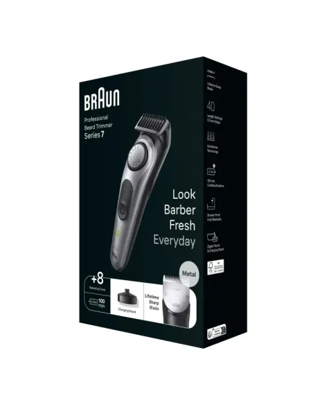 Braun BeardTrimmer 7 BT7420 depiladora para la barba Batería 40 2 cm Plata
