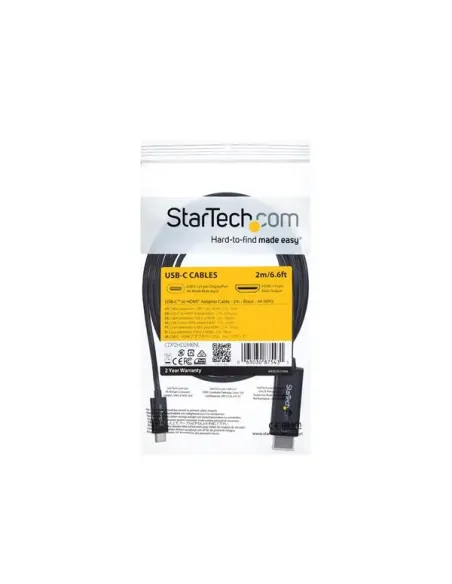 StarTech.com Cable Adaptador de 2m USB-C a HDMI 4K 60Hz - Negro - Cable USB Tipo C a HDMI - Cable Conversor de Vídeo USBC
