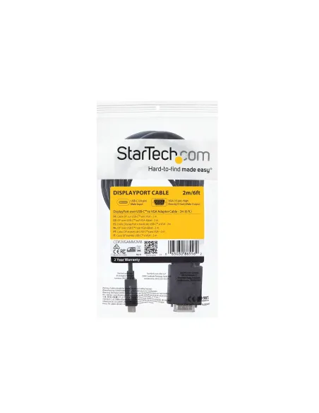 StarTech.com Cable de 2m USB C a VGA - Cable Adaptador Activo de Vídeo de 1920x1200 1080p USB Tipo C a VGA - Compatible con
