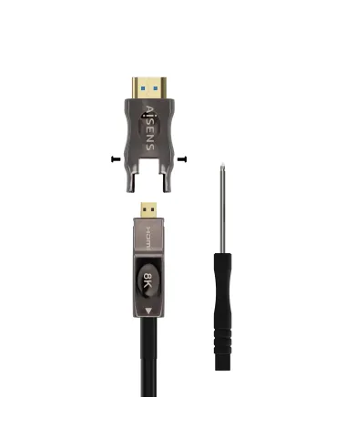 AISENS Cable Hdmi V2.1 AOC Desmontable Ultra Alta Velocidad   Hec 8K@60Hz 4K@120Hz 4 4 4 48Gbps, A M-D A M, Negro, 30M