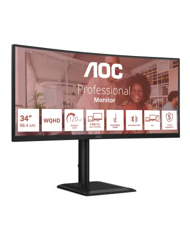 AOC E4 CU34E4CV pantalla para PC 86,4 cm (34") 3440 x 1440 Pixeles UltraWide Quad HD LCD Negro