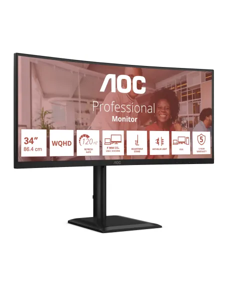 AOC E4 CU34E4CV pantalla para PC 86,4 cm (34") 3440 x 1440 Pixeles UltraWide Quad HD LCD Negro