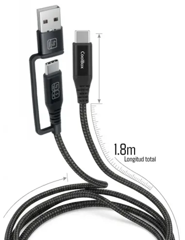 CoolBox CABLE USB-C + A   USB-C DATOS 10GBPS + CARGA RAPIDA 60W