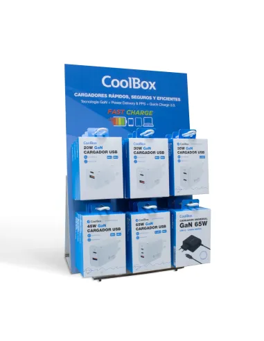 CoolBox PACK 12 CARGADORES GAN + EXPOSITOR