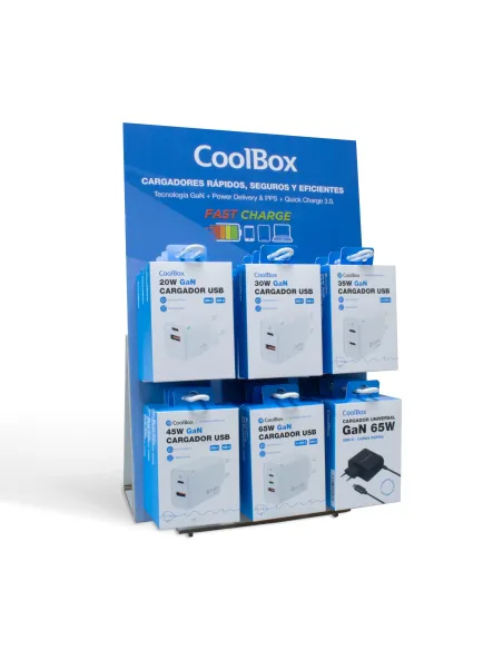 CoolBox PACK 12 CARGADORES GAN + EXPOSITOR