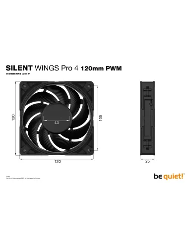be quiet! SILENT WINGS PRO 4 | 120mm PWM Carcasa del ordenador Ventilador 12 cm Negro 1 pieza(s)