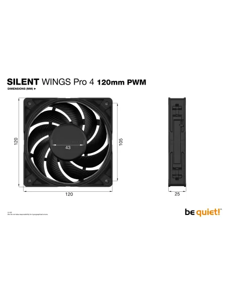 be quiet! SILENT WINGS PRO 4 | 120mm PWM Carcasa del ordenador Ventilador 12 cm Negro 1 pieza(s)