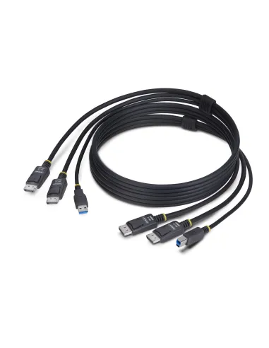 StarTech.com Cable KVM DisplayPort de Doble Pantalla con USB 5Gbps de 1,8m - 4K 60Hz - DP 1.2 - Cable para Conmutador KVM para