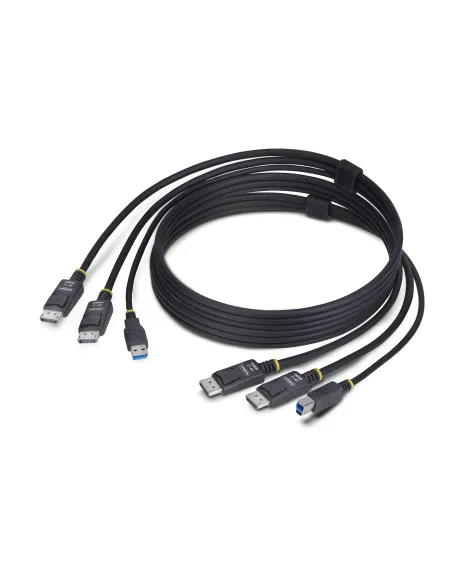 StarTech.com Cable KVM DisplayPort de Doble Pantalla con USB 5Gbps de 1,8m - 4K 60Hz - DP 1.2 - Cable para Conmutador KVM para