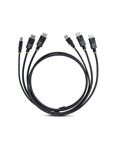 StarTech.com Cable KVM DisplayPort de Doble Pantalla con USB 5Gbps de 1,8m - 4K 60Hz - DP 1.2 - Cable para Conmutador KVM para