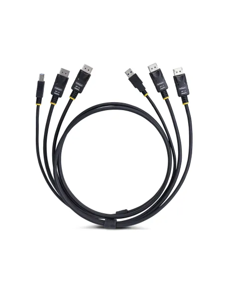 StarTech.com Cable KVM DisplayPort de Doble Pantalla con USB 5Gbps de 1,8m - 4K 60Hz - DP 1.2 - Cable para Conmutador KVM para