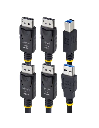 StarTech.com Cable KVM DisplayPort de Doble Pantalla con USB 5Gbps de 1,8m - 4K 60Hz - DP 1.2 - Cable para Conmutador KVM para