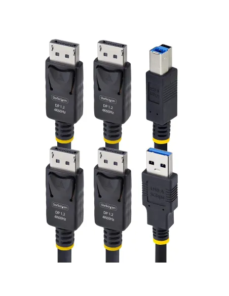 StarTech.com Cable KVM DisplayPort de Doble Pantalla con USB 5Gbps de 1,8m - 4K 60Hz - DP 1.2 - Cable para Conmutador KVM para