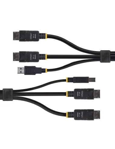 StarTech.com Cable KVM DisplayPort de Doble Pantalla con USB 5Gbps de 1,8m - 4K 60Hz - DP 1.2 - Cable para Conmutador KVM para
