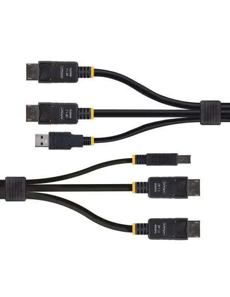 StarTech.com Cable KVM DisplayPort de Doble Pantalla con USB 5Gbps de 1,8m - 4K 60Hz - DP 1.2 - Cable para Conmutador KVM para