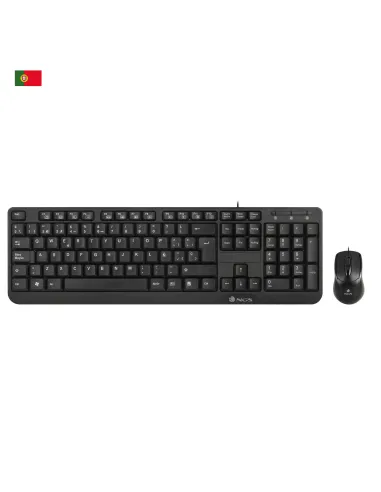 NGS Cocoa Kit, QWERTY, PT teclado Ratón incluido Universal USB Portugués Negro