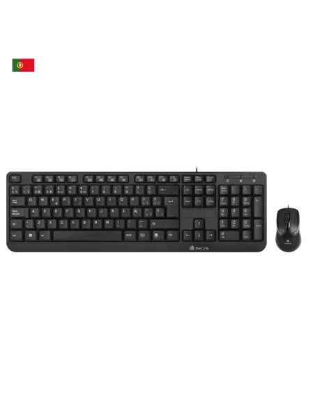 NGS Cocoa Kit, QWERTY, PT teclado Ratón incluido Universal USB Portugués Negro