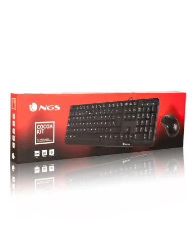 NGS Cocoa Kit, QWERTY, PT teclado Ratón incluido Universal USB Portugués Negro
