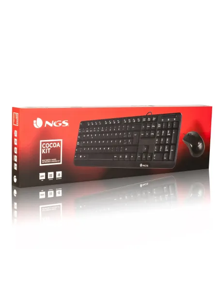 NGS Cocoa Kit, QWERTY, PT teclado Ratón incluido Universal USB Portugués Negro