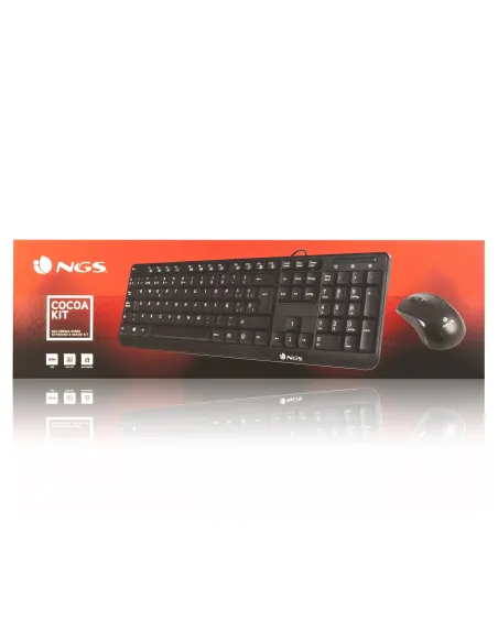 NGS Cocoa Kit, QWERTY, PT teclado Ratón incluido Universal USB Portugués Negro