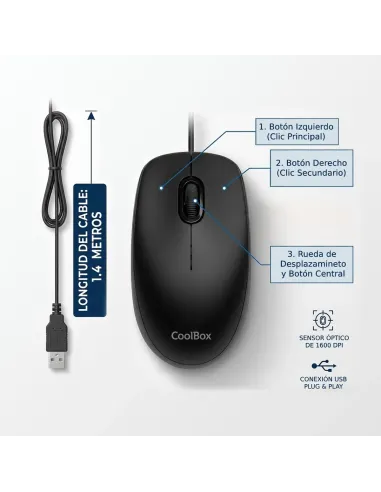 CoolBox RATON U01 USB 1600DPI NEGRO