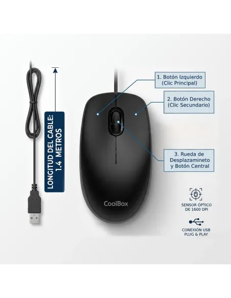 CoolBox RATON U01 USB 1600DPI NEGRO