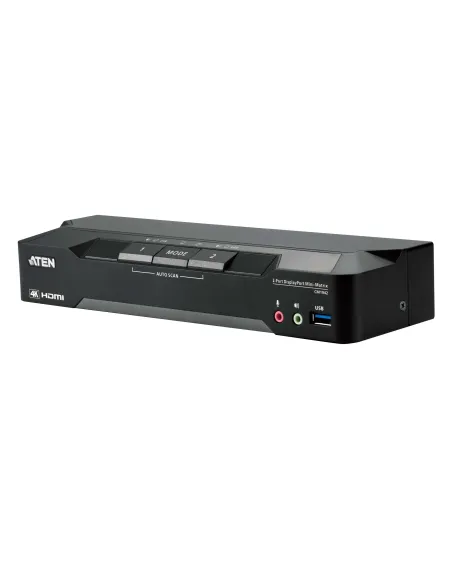 ATEN Matriz de vídeo en formato compacto KVM DisplayPort 4K dual display de 2 puertos con Boundless Switching