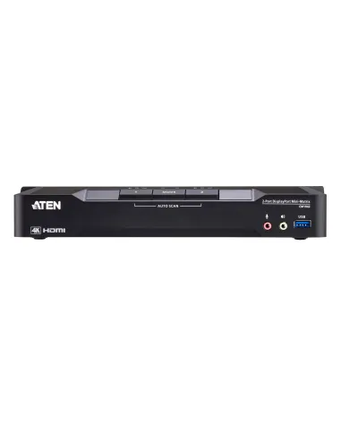 ATEN Matriz de vídeo en formato compacto KVM DisplayPort 4K dual display de 2 puertos con Boundless Switching