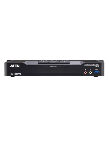 ATEN Matriz de vídeo en formato compacto KVM DisplayPort 4K dual display de 2 puertos con Boundless Switching