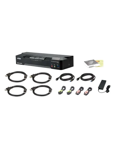 ATEN Matriz de vídeo en formato compacto KVM DisplayPort 4K dual display de 2 puertos con Boundless Switching