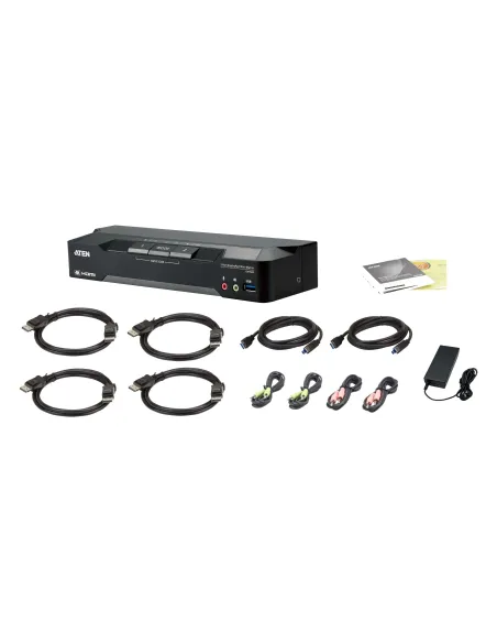 ATEN Matriz de vídeo en formato compacto KVM DisplayPort 4K dual display de 2 puertos con Boundless Switching