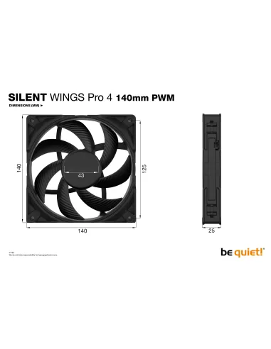 be quiet! SILENT WINGS PRO 4 | 140mm PWM Carcasa del ordenador Ventilador 14 cm Negro 1 pieza(s)