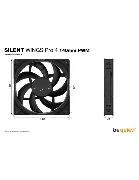 be quiet! SILENT WINGS PRO 4 | 140mm PWM Carcasa del ordenador Ventilador 14 cm Negro 1 pieza(s)
