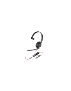 Auricular Poly Blackwire 5210 + Adaptador USB-C/A/ con Micrófono/ Jack 3.5mm/ Negro