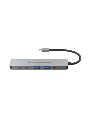 Conceptronic DONN33G base para portátil y replicador de puertos Alámbrico USB 3.2 Gen 1 (3.1 Gen 1) Type-C Plata