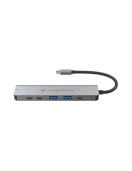 Conceptronic DONN33G base para portátil y replicador de puertos Alámbrico USB 3.2 Gen 1 (3.1 Gen 1) Type-C Plata