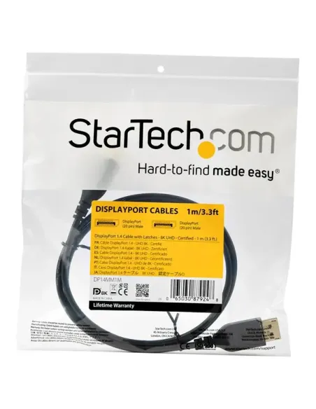 StarTech.com Cable DisplayPort 1.4 de 1m - Certificado VESA - 8K 60Hz - HBR3 - HDR - Super HD - Cable Delgado de Monitor DP a