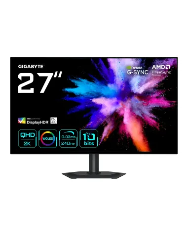 GIGABYTE GO27Q24G Monitor Gaming OLED 27” 2K QHD - 2560 x 1440, 240Hz, 0.03ms, 275 cd m², FreeSync Premium, G-Sync Compatible,